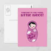 Willkommen bei der Welt kleinen Nichte Babushka Pu Postkarte (Vorne/Hinten)