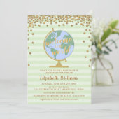 Willkommen bei der World Globe Baby Shower Einladu Einladung (Stehend Vorderseite)