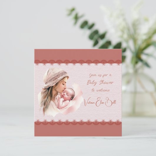 Willkommen bei einer Baby Girl Dusche Einladung (Stehend Vorderseite)