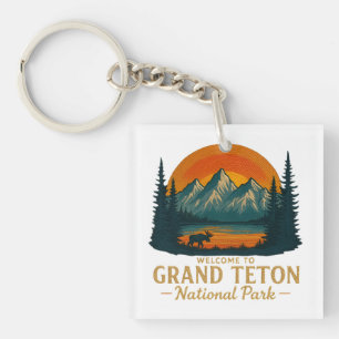 Willkommen bei Embroidery Grand Teton National USA Schlüsselanhänger