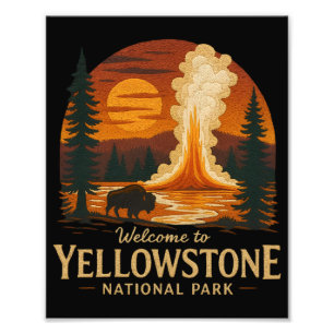 Willkommen bei Embroidery Yellowstone National USA Fotodruck