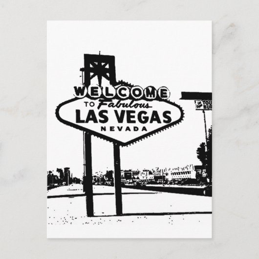 Willkommen bei Fabulous Las Vegas B&W Vector Graph Postkarte (Vorderseite)