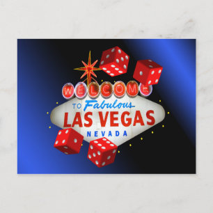 Willkommen bei Fabulous Las Vegas Blue Glow Postka Postkarte
