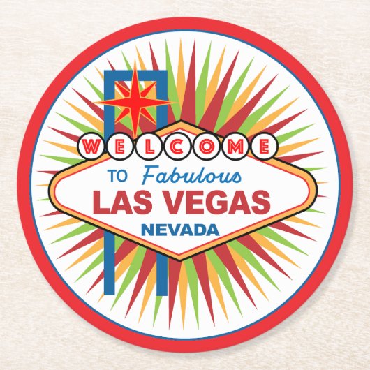 Willkommen bei Fabulous Las Vegas Nevada Runder Pappuntersetzer (Vorderseite)
