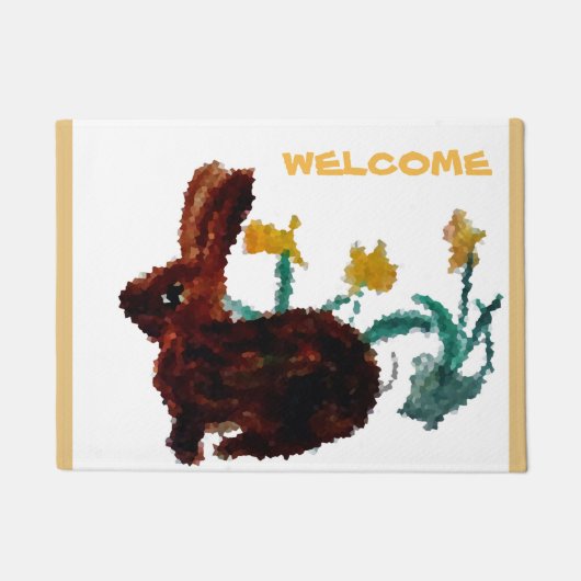Willkommen bei Floral Rabbit Art Fußmatte (Vorderseite)