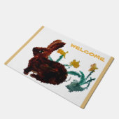 Willkommen bei Floral Rabbit Art Fußmatte (Schrägansicht)