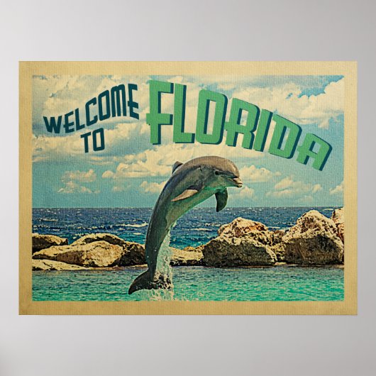Willkommen bei Florida Poster Dolphin Vintage Trav (Vorne)
