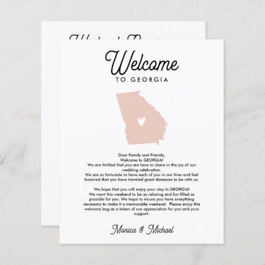 Willkommen bei GEORGIA Letter & Itinerary JEDE FAR (Vorne/Hinten)