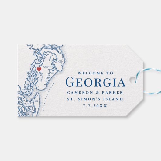 Willkommen bei Georgia Map Elegant Wedding Geschenkanhänger (Vorderseite (Horizontal))