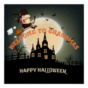 Willkommen bei Grandmas Halloween Hexe Poster