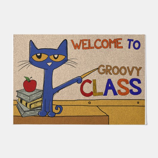 Willkommen bei Groovy Class Rug, Cat Teacher Fußmatte (Vorderseite)