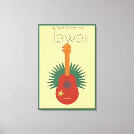 Willkommen bei Hawaii Ukulele Retro Leinwanddruck (Vorderseite)