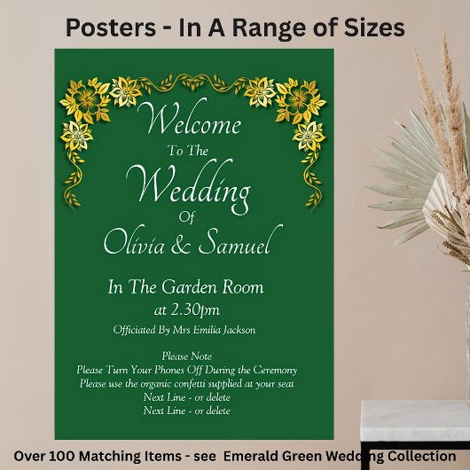 Willkommen bei Hochzeit Smaragdgrün & Gold Poster