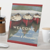 Willkommen bei Hochzeitsfeiern Rote Kanus Sockelschild (In Situ)