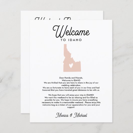 Willkommen bei IDAHO Letter & Itinerary JEDE FARBE (Vorne/Hinten)