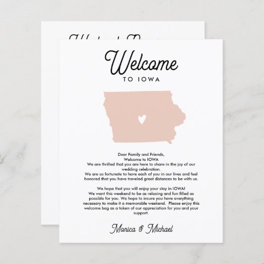 Willkommen bei IOWA Letter & Itinerary JEDE FARBE (Vorne/Hinten)