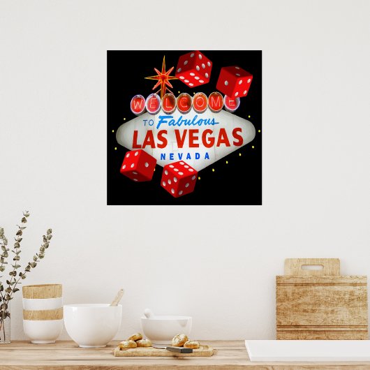 Willkommen bei Las Vegas + Dice Vector Graphic Poster (Küche)