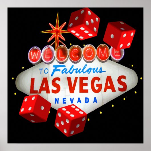 Willkommen bei Las Vegas + Dice Vector Graphic Poster (Vorne)