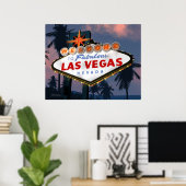 Willkommen bei Las Vegas Sign Night Retro Poster P (Heimbüro)
