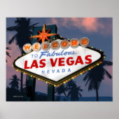 Willkommen bei Las Vegas Sign Night Retro Poster P (Vorne)