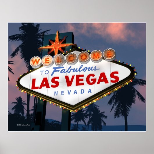 Willkommen bei Las Vegas Sign Night Retro Poster P (Vorne)