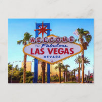 Willkommen bei Las Vegas Sign Postcard