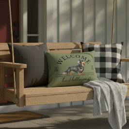 Willkommen bei Longhair Dackel Custom Familienname Dekokissen