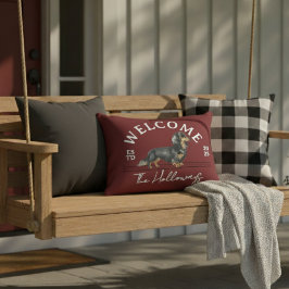 Willkommen bei Longhair Dackel Custom Familienname Dekokissen