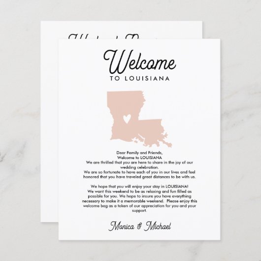 Willkommen bei LOUISIANA Letter & Itinerary JEDE F (Vorne/Hinten)