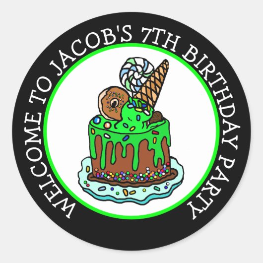 Willkommen bei meiner Geburtstagsparty Runder Aufkleber (Vorderseite)