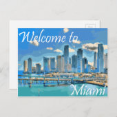 Willkommen bei Miami English Paint Effected Image Postkarte (Vorne/Hinten)