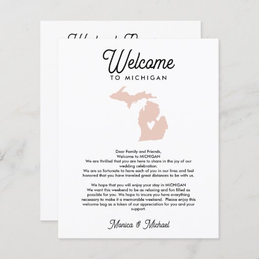 Willkommen bei MICHIGAN Letter & Itinerary JEDE FA (Vorne/Hinten)