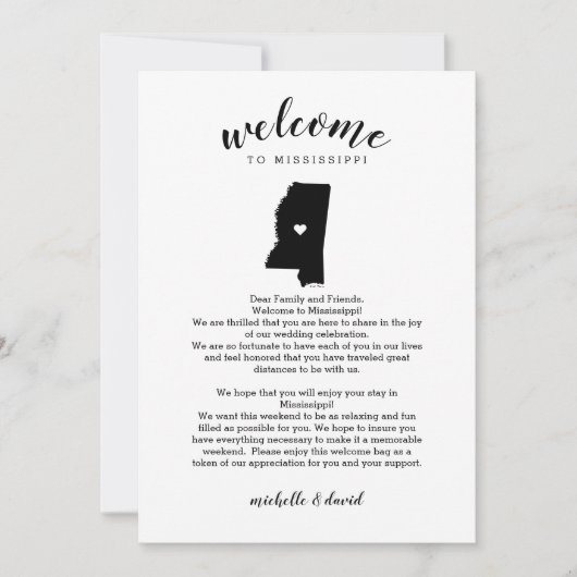 Willkommen bei Mississippi Wedding Letter & Itiner (Vorderseite)