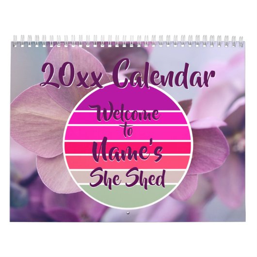 Willkommen bei Name's She Shed 20xx Retro Sunset Kalender (Titelbild)