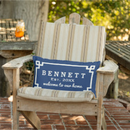 Willkommen bei Navy Blue Grikey Custom Monogram Kissen Für Draußen