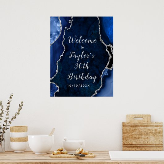 Willkommen bei Navy und Silver Agate Poster (Küche)
