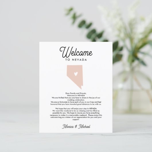 Willkommen bei NEVADA Letter & Itinerary JEDE FARB (Stehend Vorderseite)