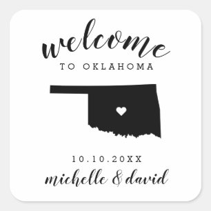 Willkommen bei Oklahoma   Brauchtum für Hochzeiten Quadratischer Aufkleber