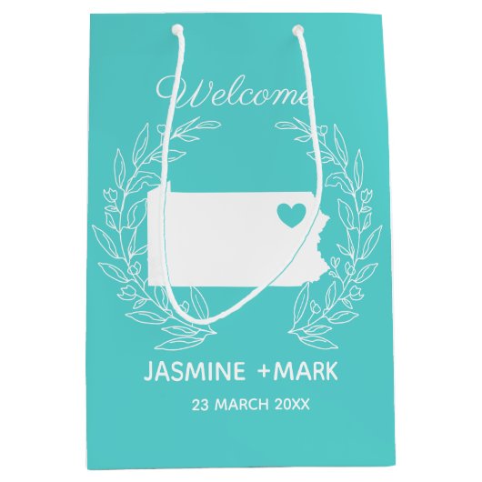 Willkommen bei Pennsylvania Gastgeschenk Hochzeite Mittlere Geschenktüte (Vorderseite)