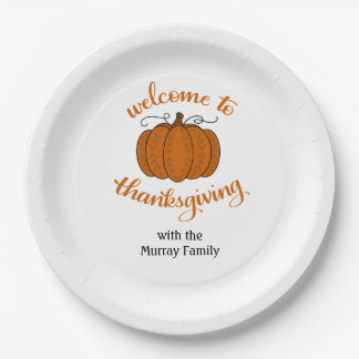 Willkommen bei personalisierten Thanksgiving-Telle Pappteller