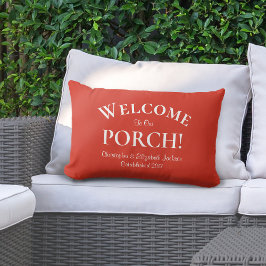 Willkommen bei Porch Custom Family Trendy Red Kissen Für Draußen