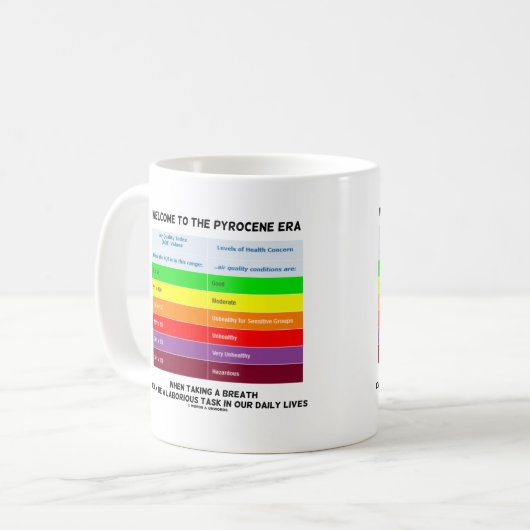 Willkommen bei Pyrocene Ära Air Quality Index Geek Kaffeetasse (Vorderseite Links)