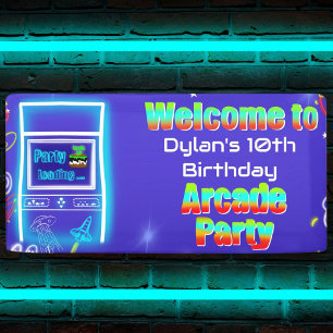 Willkommen bei Retro-Arcade Power Up Gaming Geburt Banner