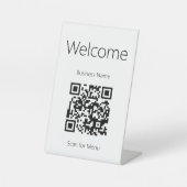 Willkommen bei Schwarzweiß-Scan für Menü-QR-Code Sockelschild (Vorderseite)