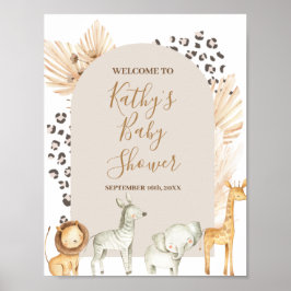 Willkommen bei Sign Safari Tiere Boho Pampas Grass Poster