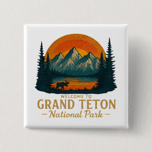 Willkommen bei Stickerei Grand Teton National USA  Button