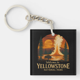 Willkommen bei Stickerei Yellowstone National USA  Schlüsselanhänger