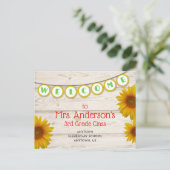 Willkommen bei Teacher's Class Yellow Daisies Rust Postkarte (Stehend Vorderseite)