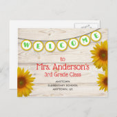 Willkommen bei Teacher's Class Yellow Daisies Rust Postkarte (Vorne/Hinten)