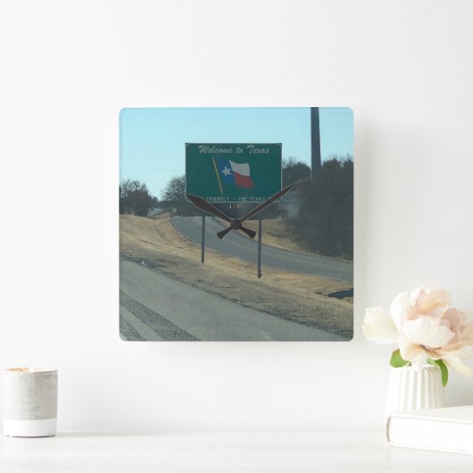 Willkommen bei Texas Clock Quadratische Wanduhr (Zuhause)